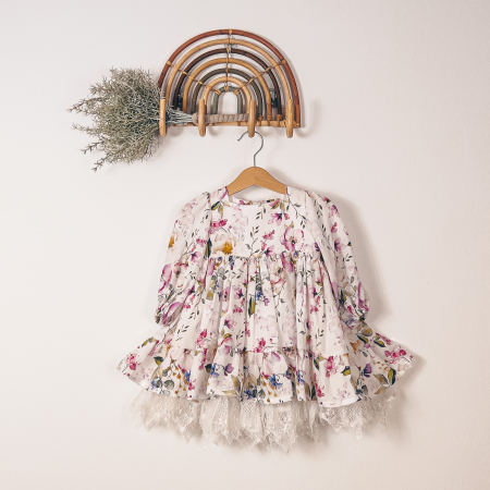 Rochite - Rochița din lyocell cu flori mari și dantela Chantilly