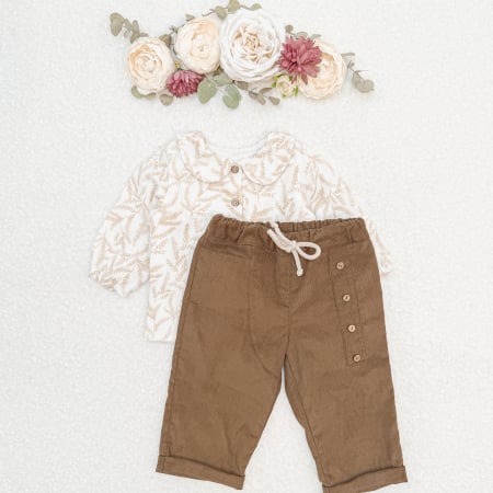 Haine - Pantaloni cu buzunar asimetric din reiat