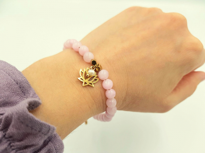 Bratara cu jad roz si floare de lotus [3]