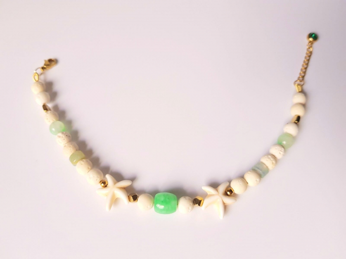 Bratara jad, howlit, lava alba, agate, hematit [3]