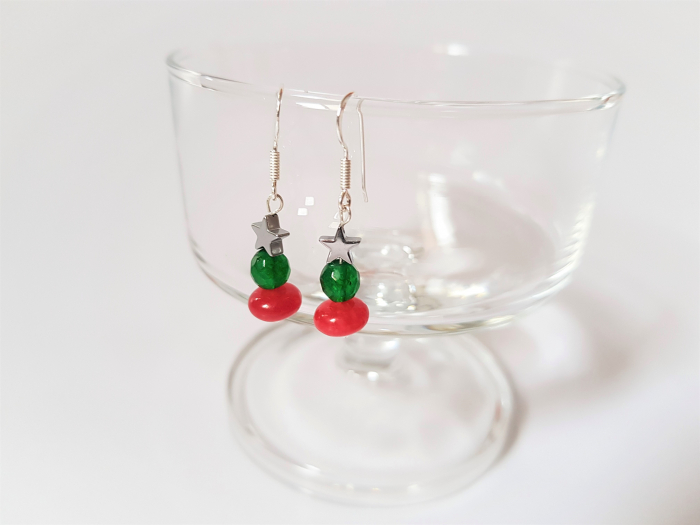 Cercei Christmas cu jad si hematite [2]