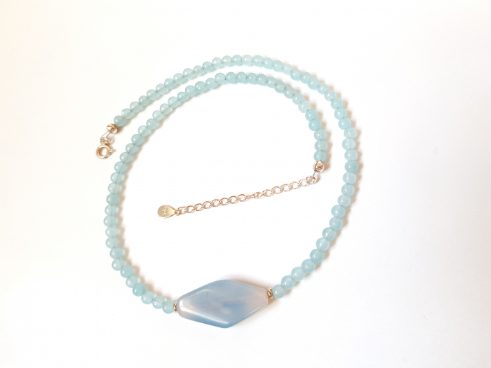Colier choker din cuart bleu [5]
