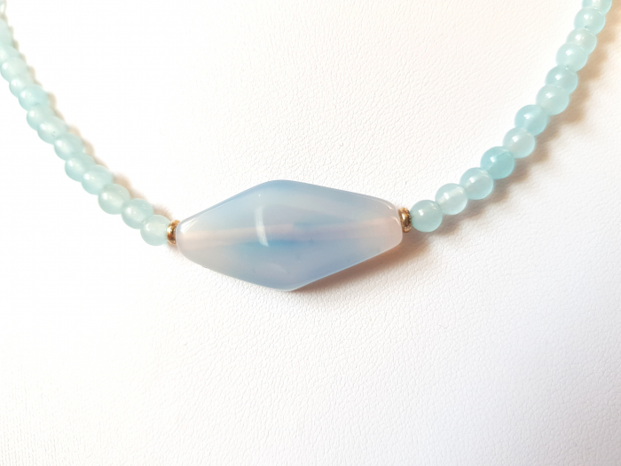 Colier choker din cuart bleu [3]