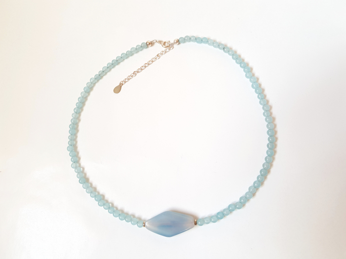Colier choker din cuart bleu [4]
