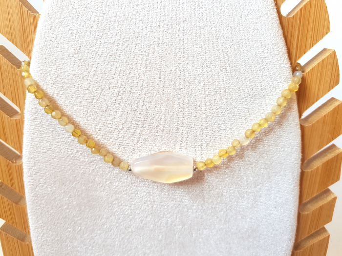 Colier choker din agate galbene semitransparente [5]