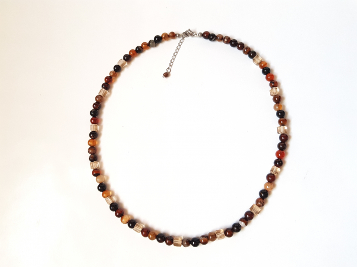 Colier clasic cu agate si cristale maro [5]