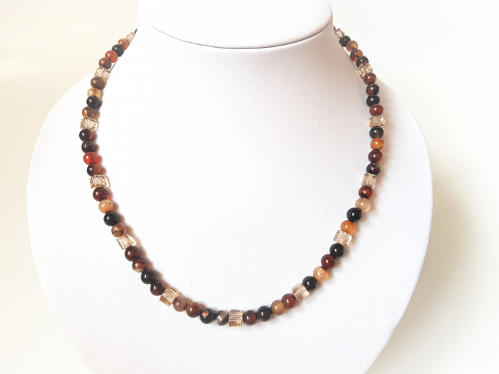 Colier clasic cu agate si cristale maro [2]