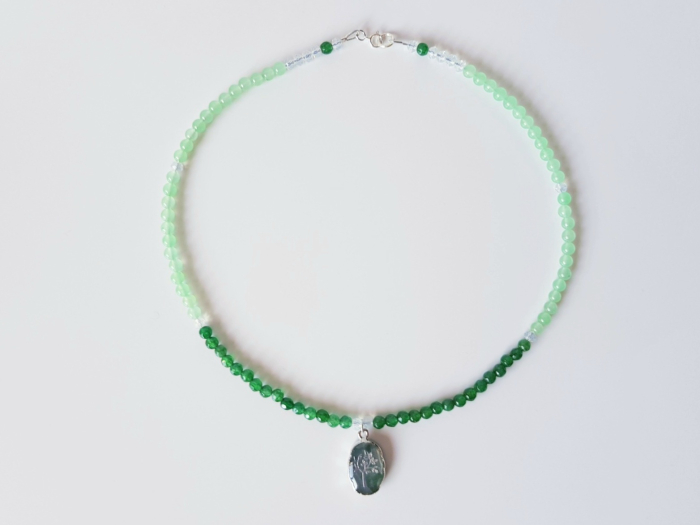 Colier cu agat verde, jad vernil si pandantiv copacul vietii din aventurin [2]