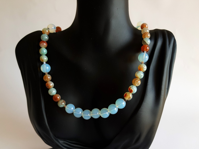 Colier cu agate crackle, opalit si hematit [5]