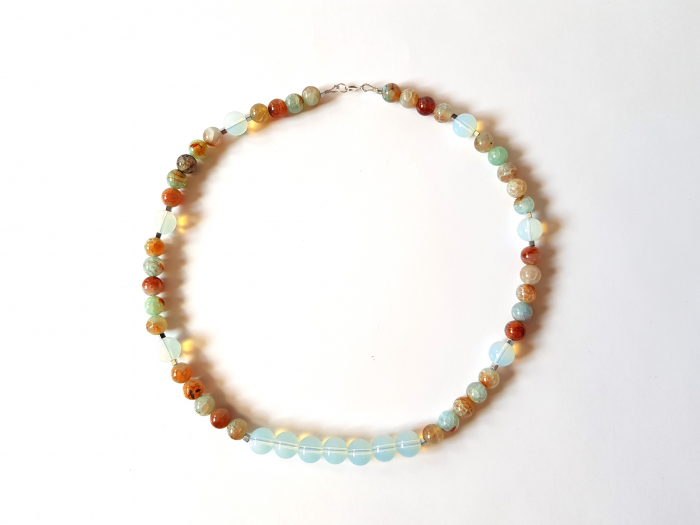 Colier cu agate crackle, opalit si hematit [2]