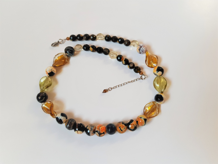 Colier cu agate dantelate si margele lampwork [4]