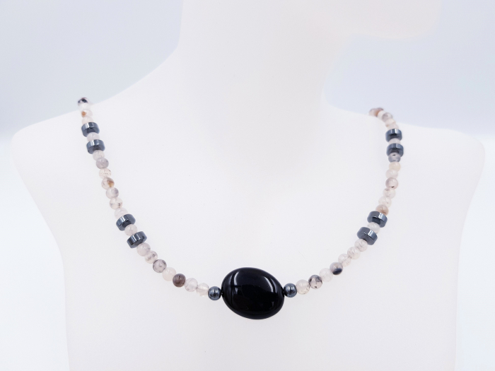 Colier cu agate, hematit si onix [4]