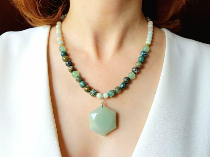 Colier cu agate indiene, aventurin si amazonit [1]