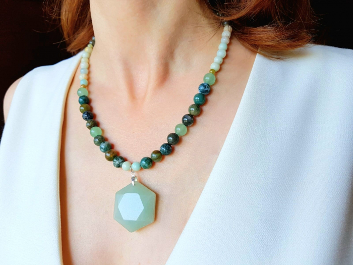 Colier cu agate indiene, aventurin si amazonit [5]
