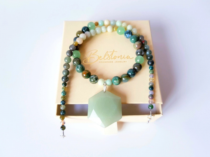 Colier cu agate indiene, aventurin si amazonit [6]