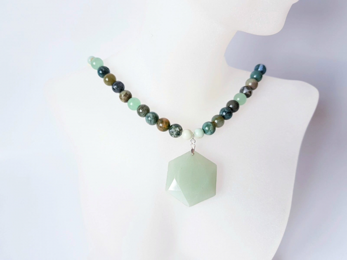 Colier cu agate indiene, aventurin si amazonit [4]