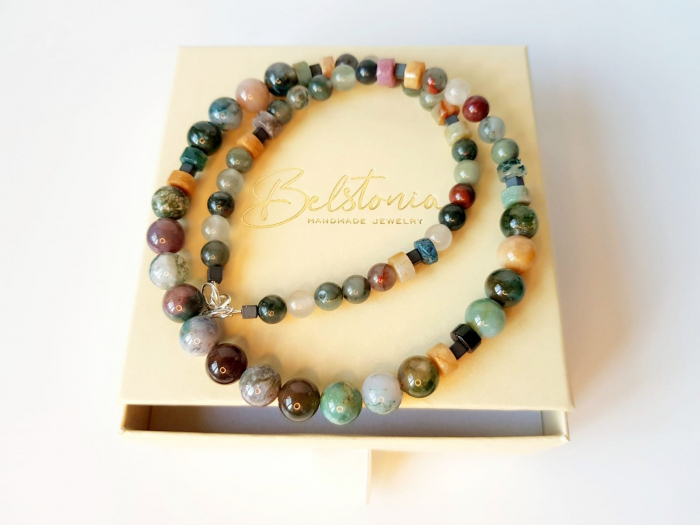Colier cu agate indiene si hematit [5]