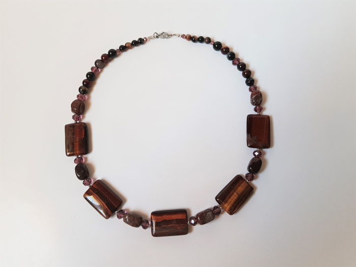 Colier cu agate, ochi de taur si jasp rosu [3]