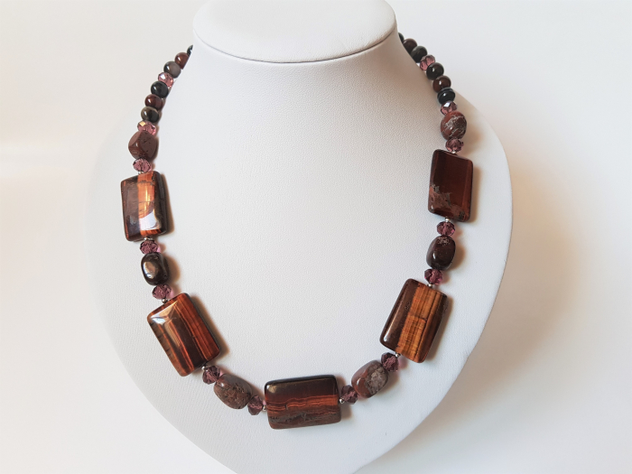 Colier cu agate, ochi de taur si jasp rosu [2]