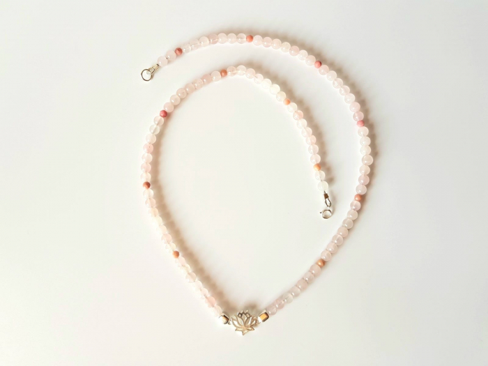 Colier cu agate, rodonit si link argint lotus [6]