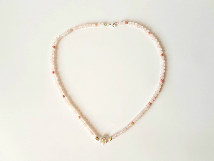 Colier cu agate, rodonit si link argint lotus [3]