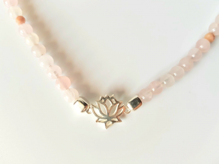 Colier cu agate, rodonit si link argint lotus [2]