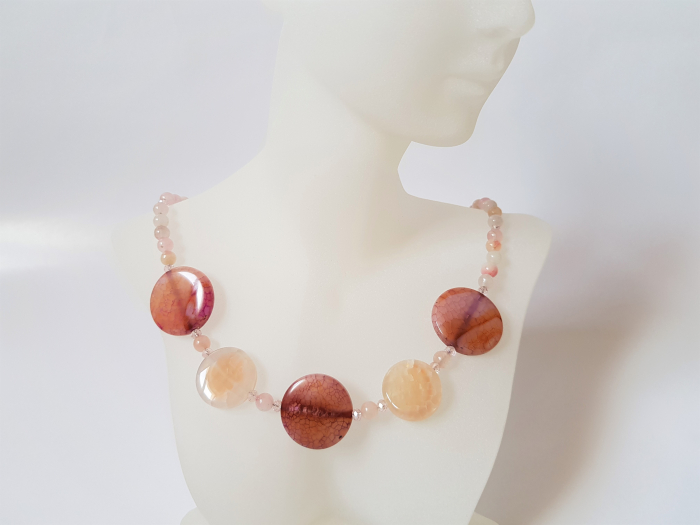 Colier cu agate roz-mov [6]