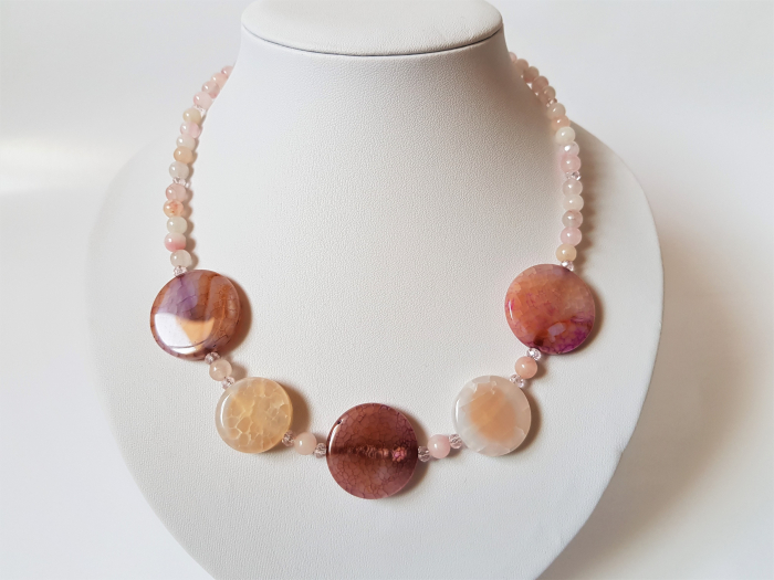 Colier cu agate roz-mov [2]