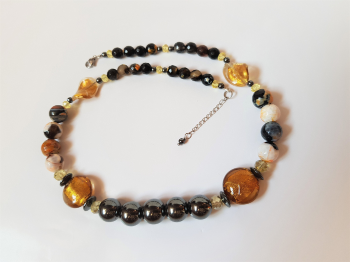 Colier cu hematite si agate dantelate [4]