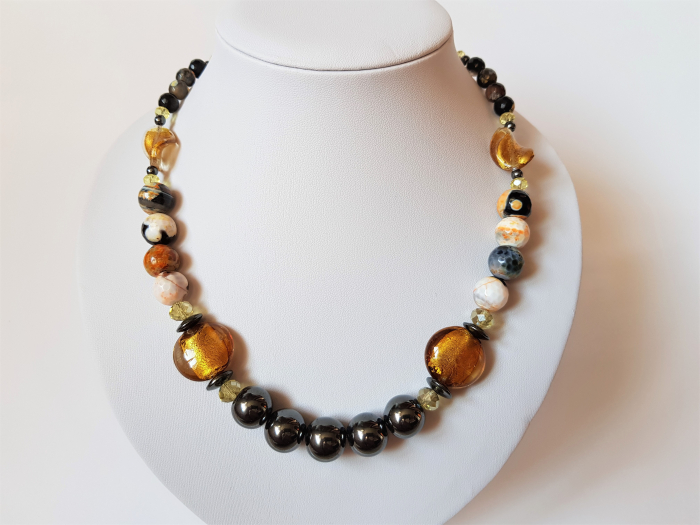 Colier cu hematite si agate dantelate [2]