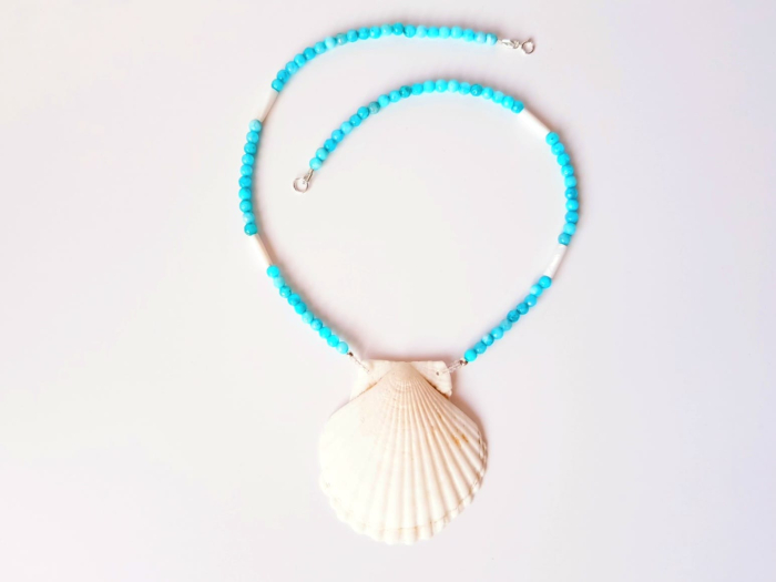 Colier cu jad bleu, sidef si scoica naturala [4]