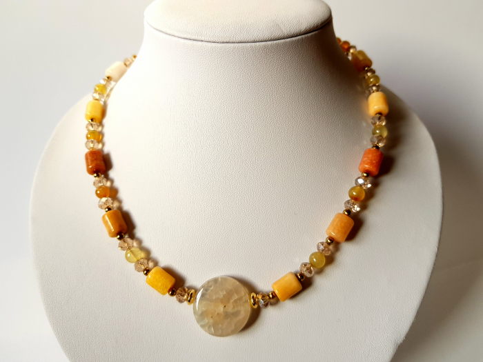 Colier cu jad galben natural si agate [3]