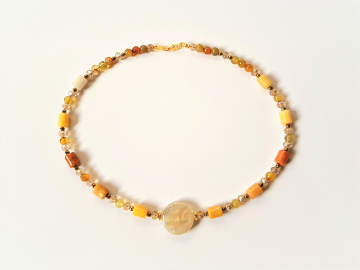 Colier cu jad galben natural si agate [4]