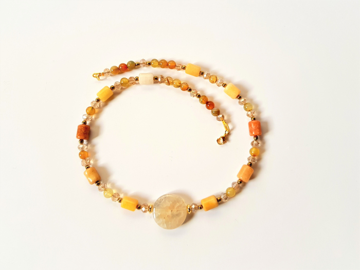 Colier cu jad galben natural si agate [5]