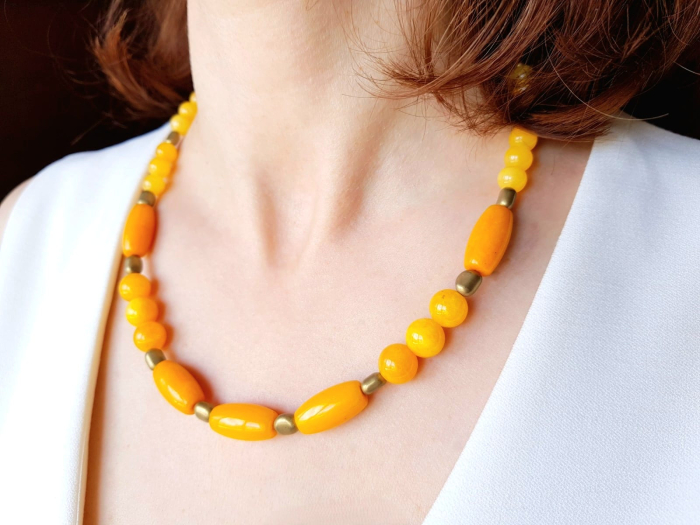 Colier cu jad galben si hematit auriu [5]