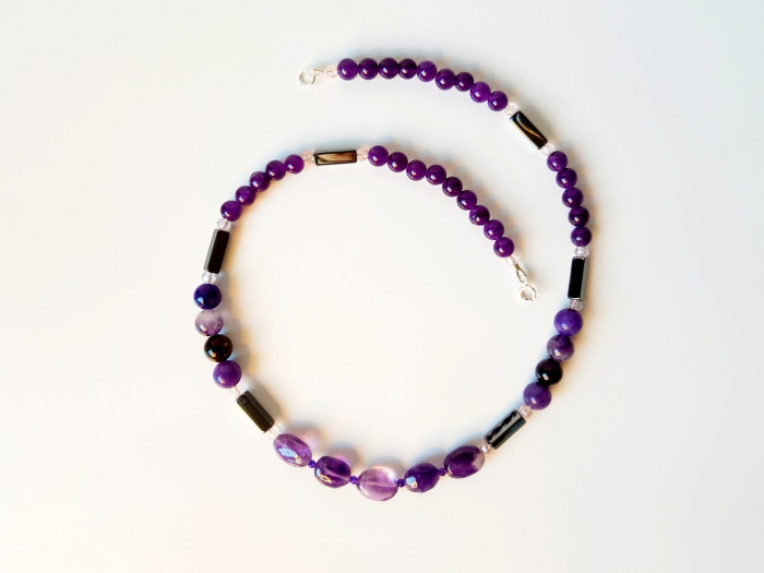 Colier cu jad violet, ametist si hematit [5]