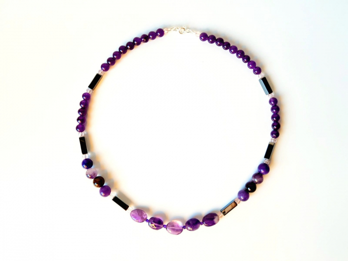 Colier cu jad violet, ametist si hematit [4]
