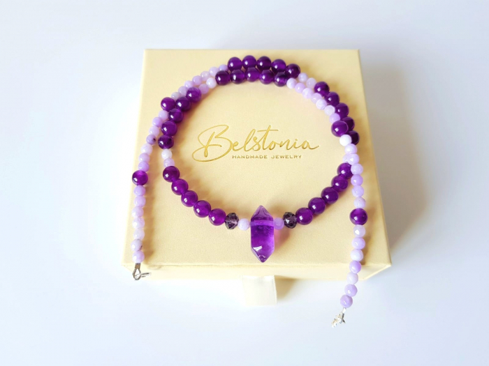 Colier cu jad violet, jad lila si ametist [6]
