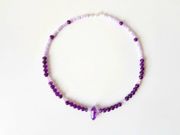 Colier cu jad violet, jad lila si ametist [2]
