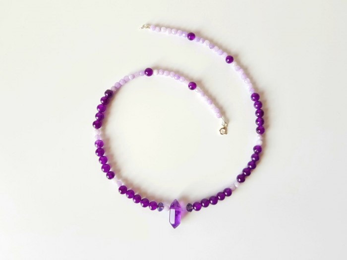 Colier cu jad violet, jad lila si ametist [5]