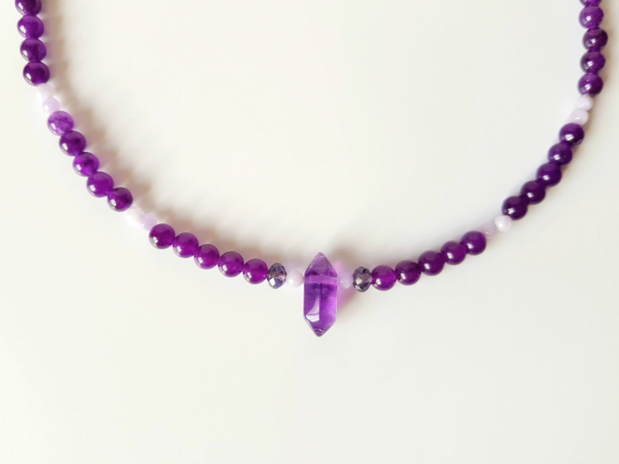 Colier cu jad violet, jad lila si ametist [3]