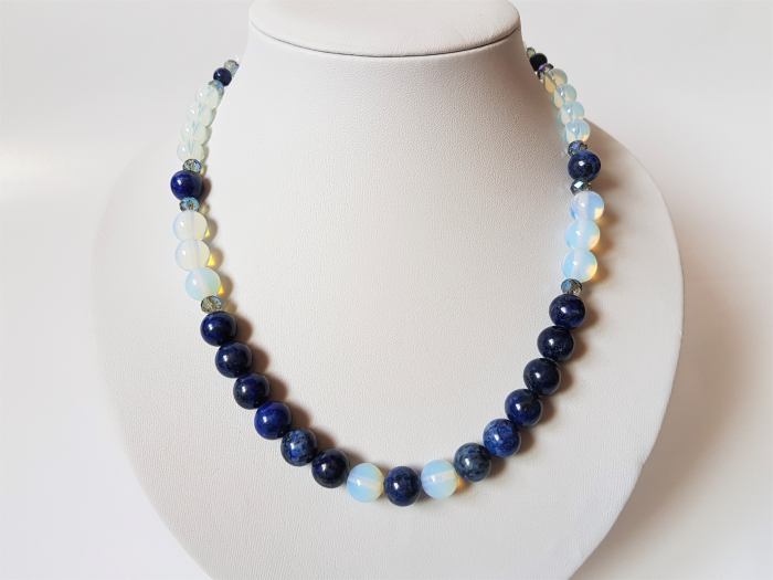 Colier cu lapis lazuli, opalit si cristale albastre [4]