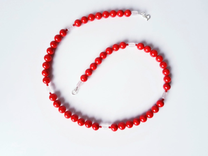 Colier cu scoica rosie, coral si cuart roz [3]
