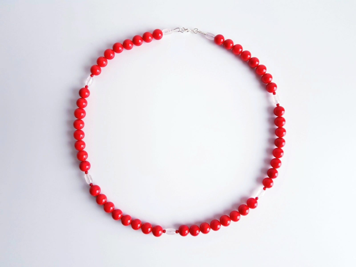 Colier cu scoica rosie, coral si cuart roz [2]