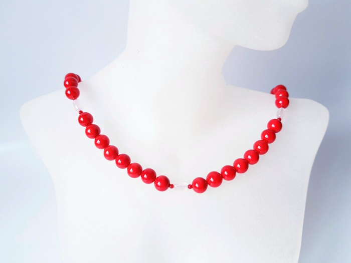 Colier cu scoica rosie, coral si cuart roz [5]