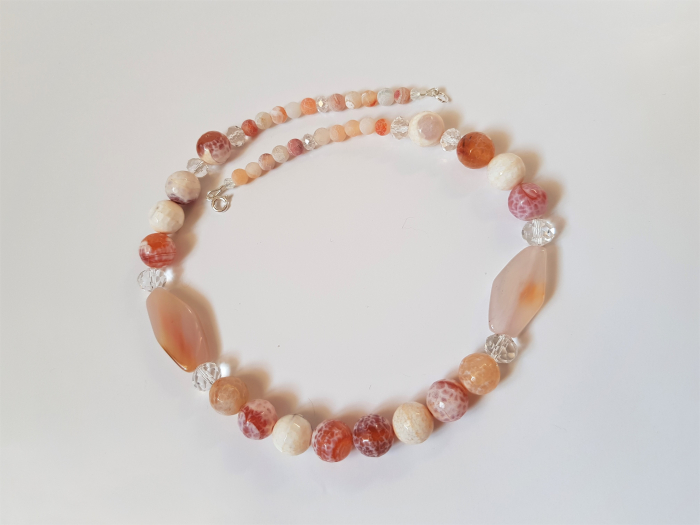 Colier de agate albe-portocalii [4]