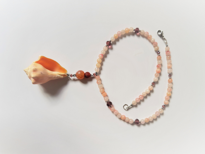 Colier de agate, cristale si pandantiv scoica naturala [3]