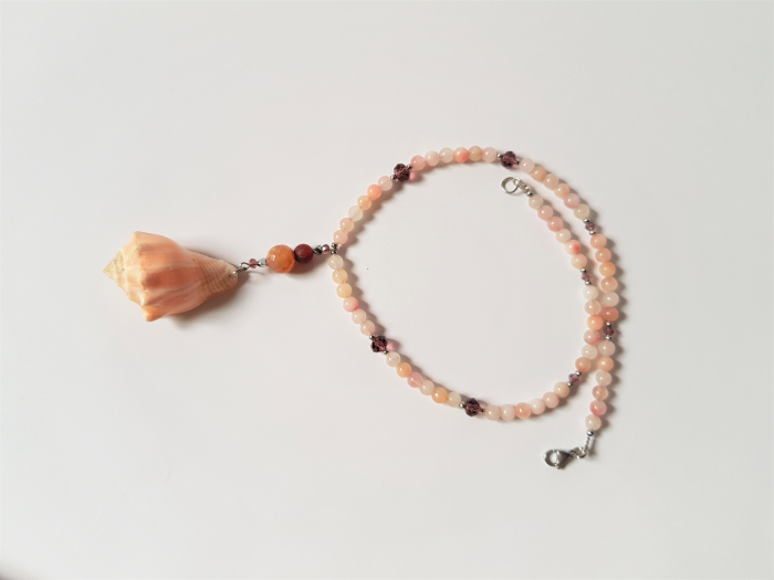 Colier de agate, cristale si pandantiv scoica naturala [4]