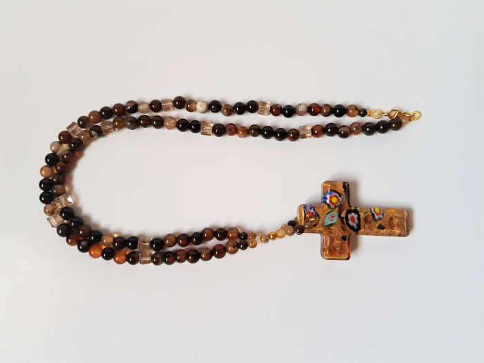 Colier de agate cu pandantiv Murano cruce [5]
