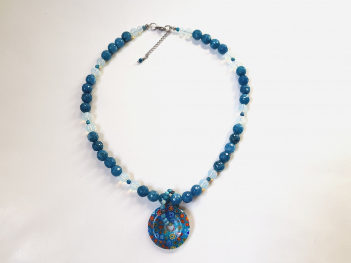 Colier de jad si opalit, cu pandantiv lampwork detasabil [4]